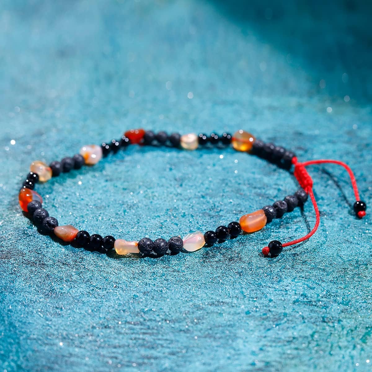 Jewever lava rock diffuser anklet texture detail