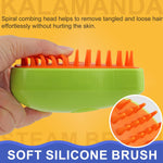 Close up of the orange silicone massage bristles on the Kalamanda cat comb