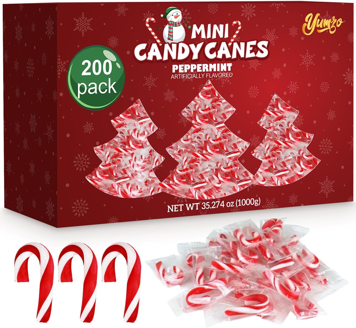 Yumzo twenty five count miniature candy canes box back view