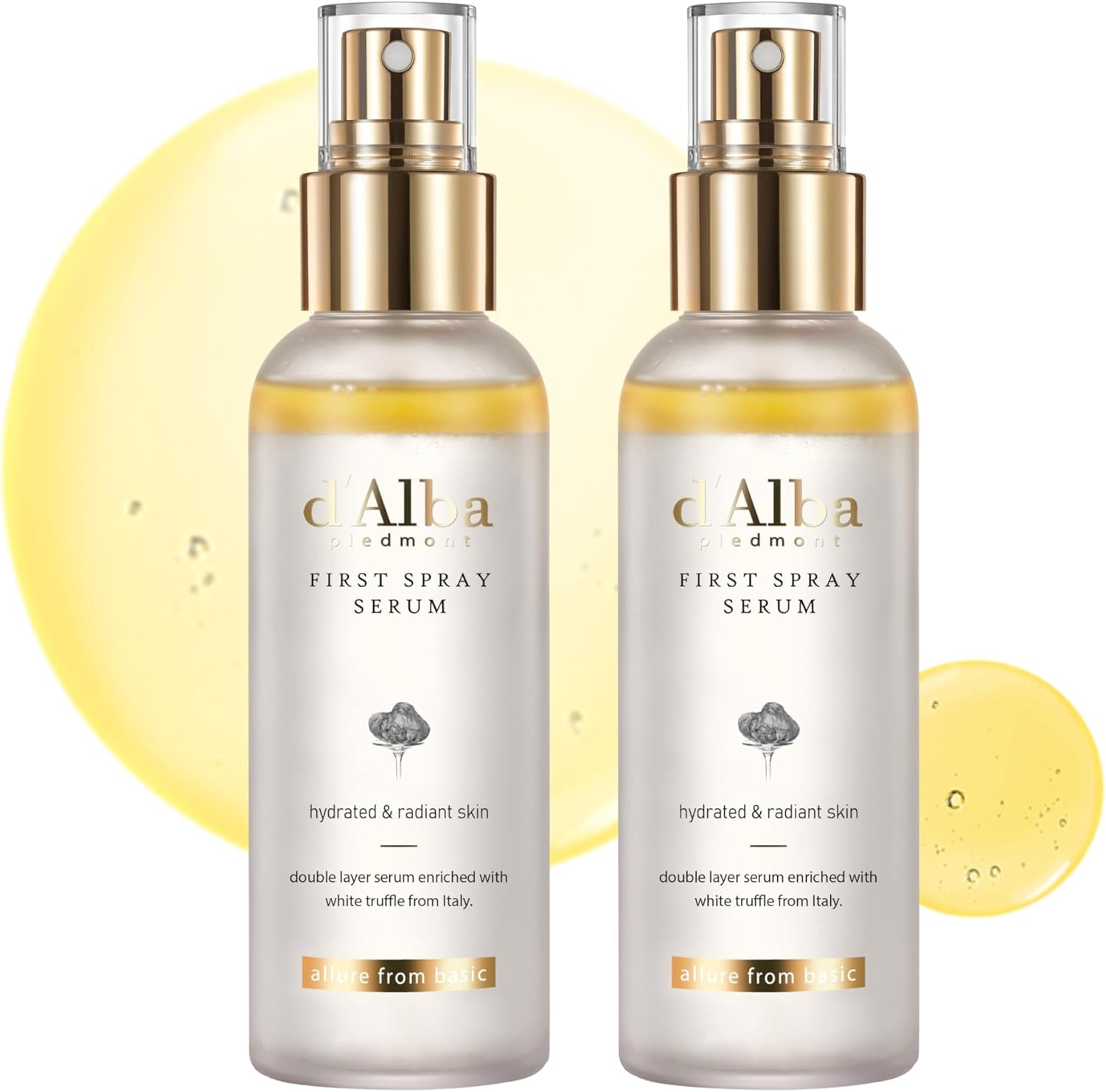 [2 Bottles] d'Alba Piedmont Italian White Truffle First Spray Serum, Vegan Skin Care, Hydrating Face Moisturizer, Glow Serum for Radiant Skin, Non Comedogenic, All In One Mist (total 6.76 fl oz.) - Image 1