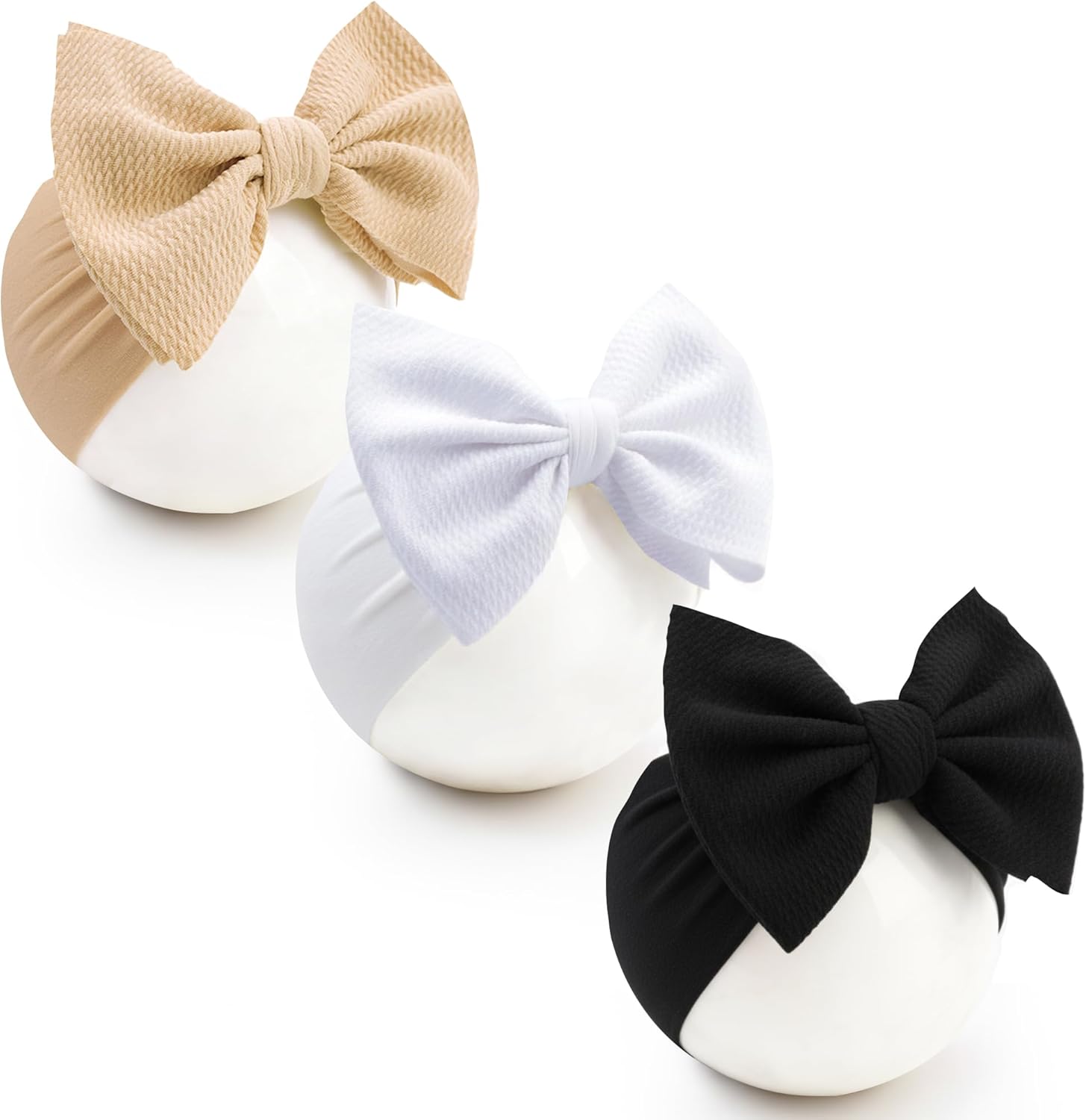 Syga baby bow headbands front view set of three