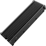 DAMOMCO M2 NVMe PS5 SSD heatsink front view showing grooved black aluminum alloy cooling panel
