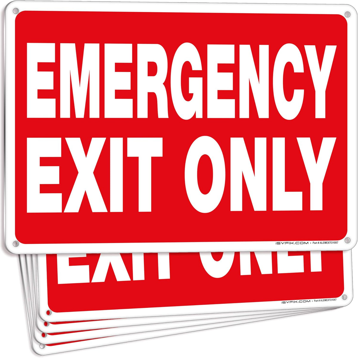 iSYFIX Emergency Exit Only Signs, 10x7 Inch, 10 Pack, Metal Glow | 100% Rust Free .040 Aluminum Signs, Glow in the Dark Laminated, UV, Weather, Scratch, Water & Fade Resistant - Image 14