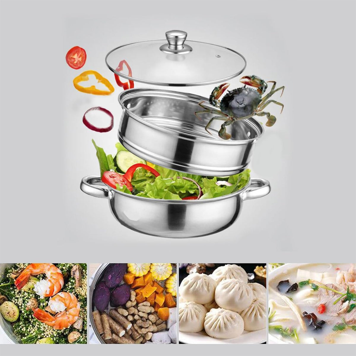 JMTEEA steamer pot filled with vegetables