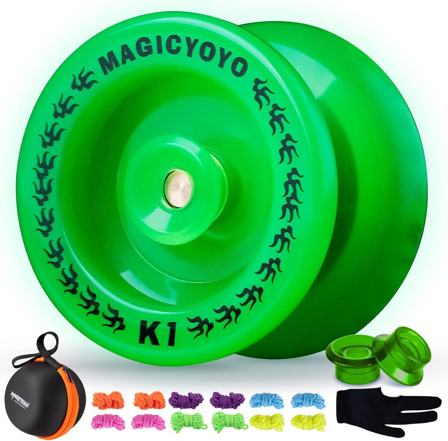 MAGICYOYO K1 Plus Glow in the Dark Green YoYo front view