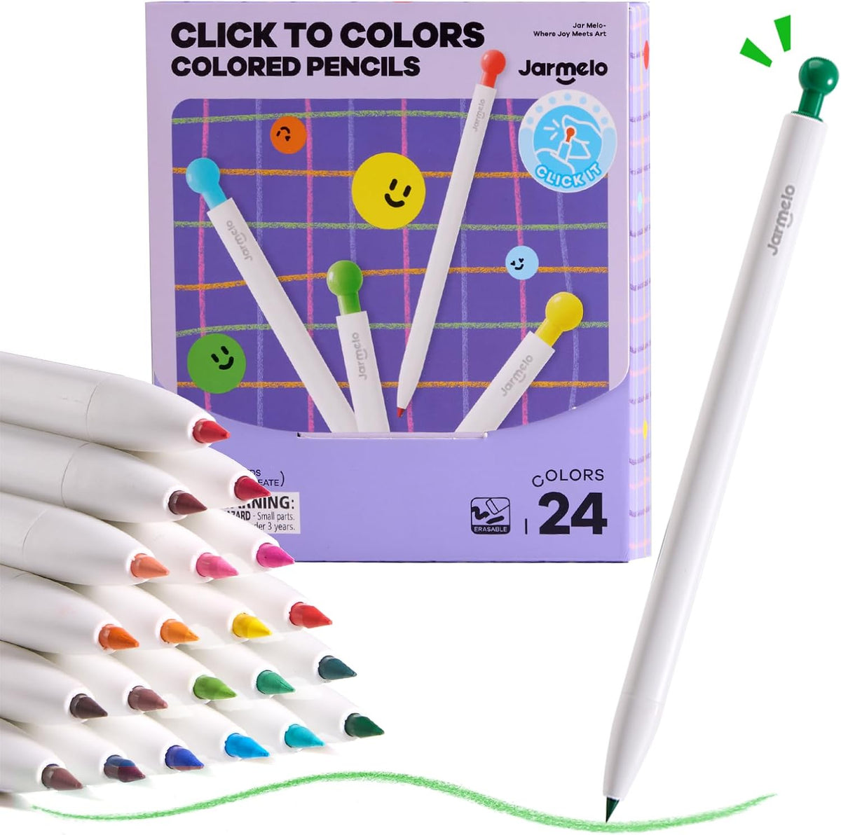 Jar Melo mechanical colored pencils 24 count set in packaging