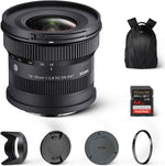 Sigma 10-18millimeter f/2.8 lens bundle front view for Sony E mount cameras