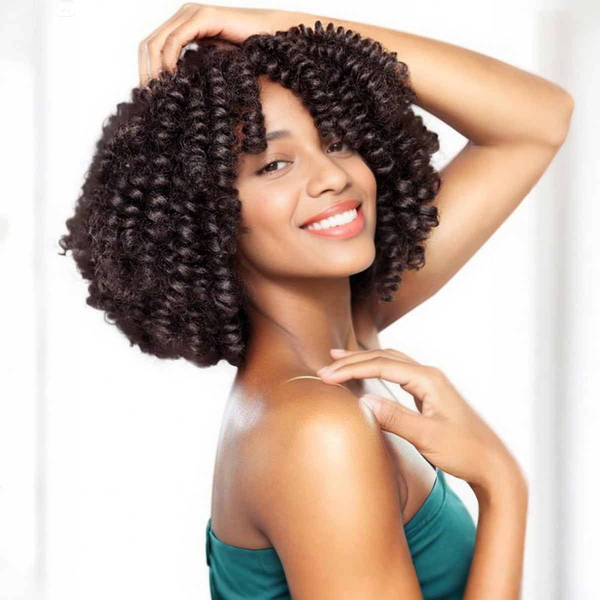 MIMAN 3 Packs 10 Inch Short Curly Crochet Hair Braids for Black Women16MM Bouncy Spiral Curls Crochet Hair Extensions for Women DIY Mohawk Afro Braided Hairstyle (Black to Brown #1B/30) - Image 11