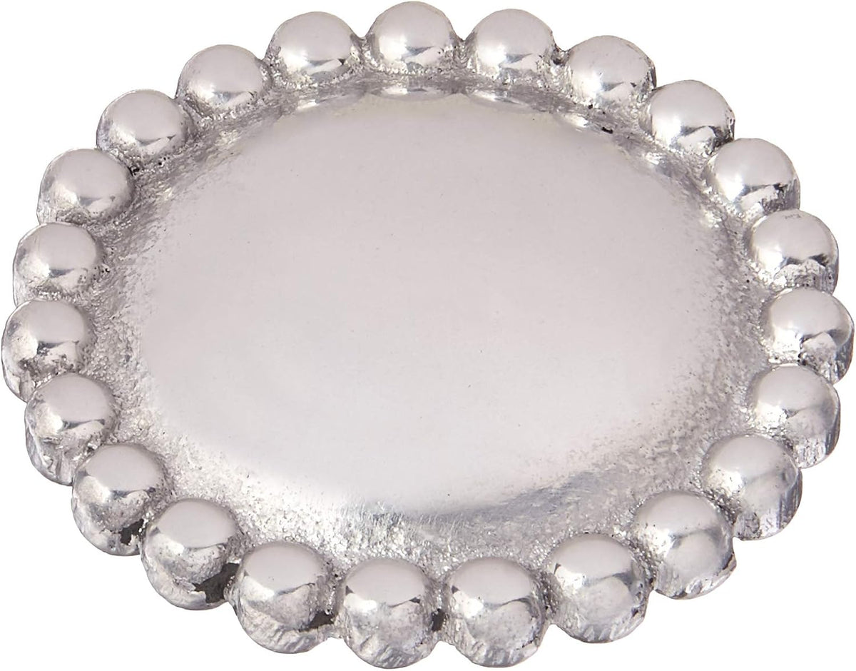 MARIPOSA round pearl napkin weight front view silver table accessory