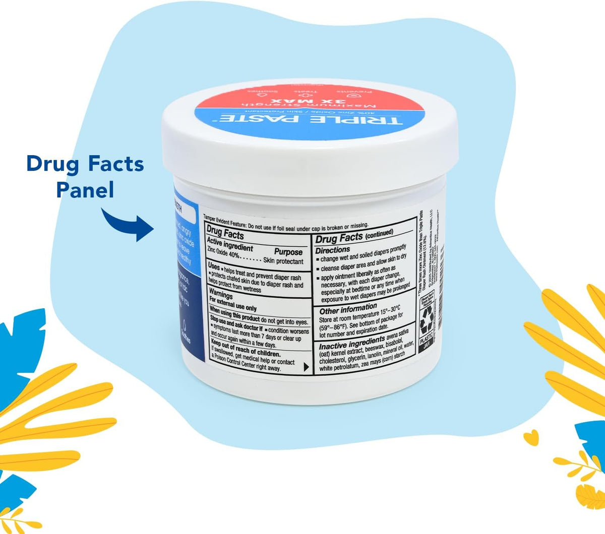 Triple Paste 3X Max Zinc Oxide Diaper Rash Ointment, 10oz Jar - Maximum Strength Diaper Cream for Sensitive Skin - Image 7