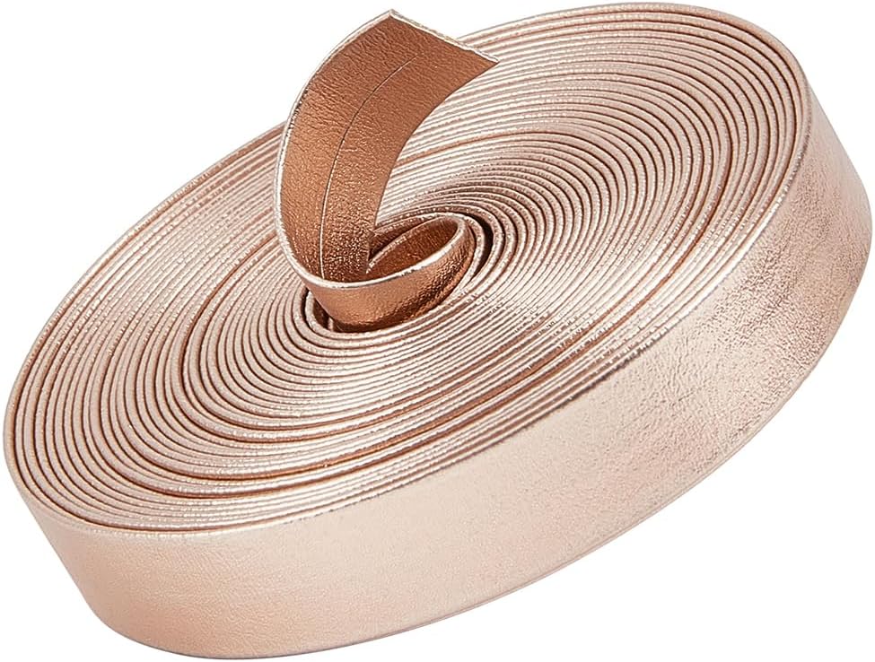 GORGECRAFT 5.5Yds x 0.31" Gold Metallic Leather Straps Shiny Flat Leather Cord Glossy Pu Leather Stripper Beading String Ribbon Crafts Double Sided Strips Faux Supplies for Pillow Making Craft - Image 10