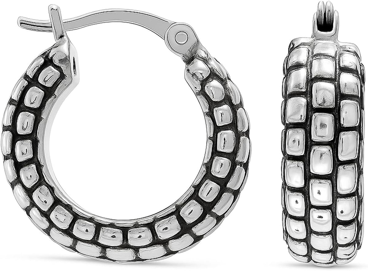 LeCalla 925 Sterling Silver Hoop Earrings for Women | Bali-Style Italian Antique Click-Top Hoop Earrings | Lightweight Vintage Hoop Earring Jewelry Gifts for Women - Image 11