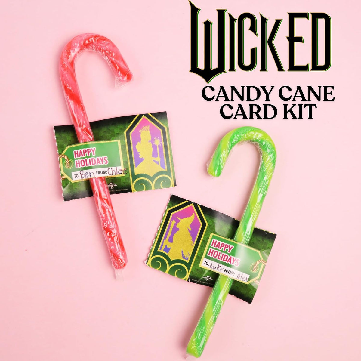 Partypom Wicked holiday treat box showing twelve individually wrapped candy canes