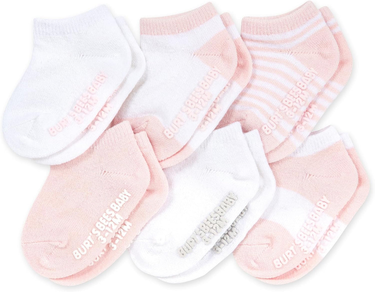 Burt's Bees Baby Organic Ankle & Crew Socks with Non-Slip Grips, 6-Pack | Soft, stretchy cotton blend ankle socks feature a stay-put ankle rib band and keep socks on feet - Image 9