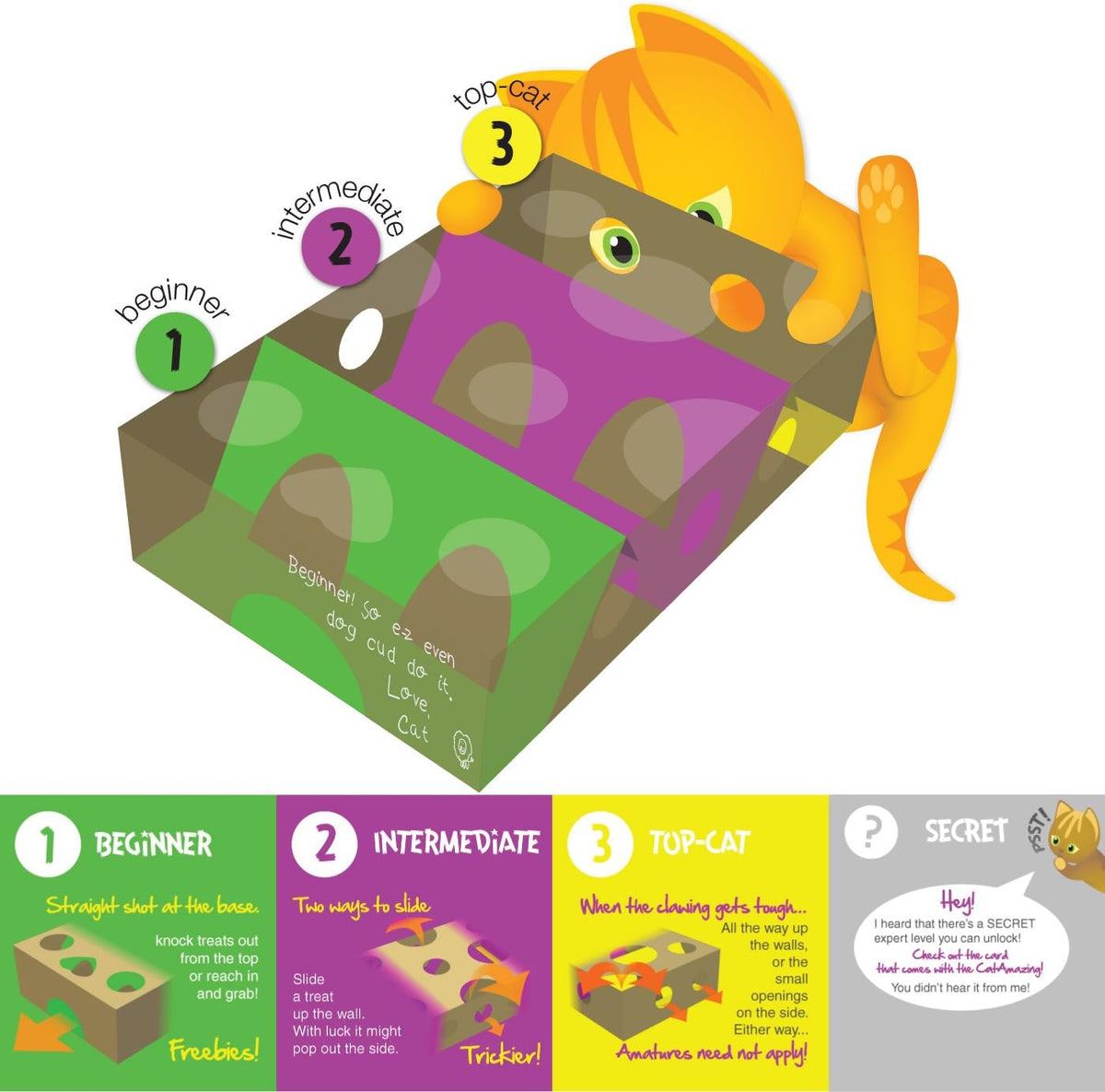 Authentic Cat Amazing imported USA cat enrichment toy packaging highlighting the interactive hunting game design.