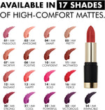 Full coverage non drying lipstick texturized matte bullet display