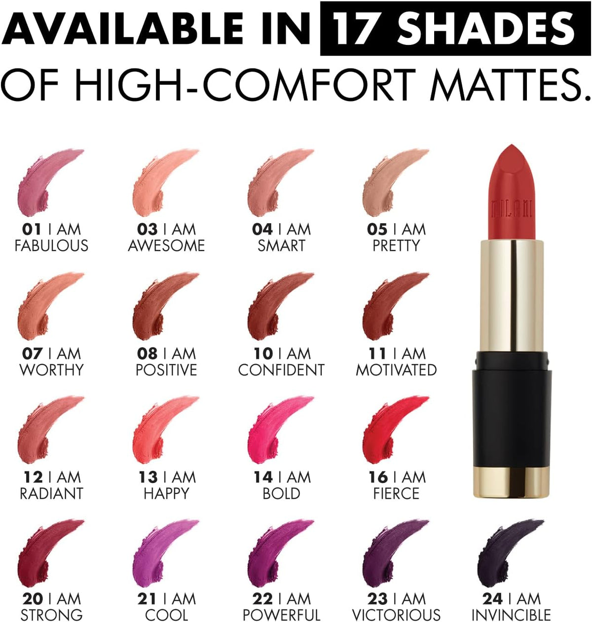 Full coverage non drying lipstick texturized matte bullet display