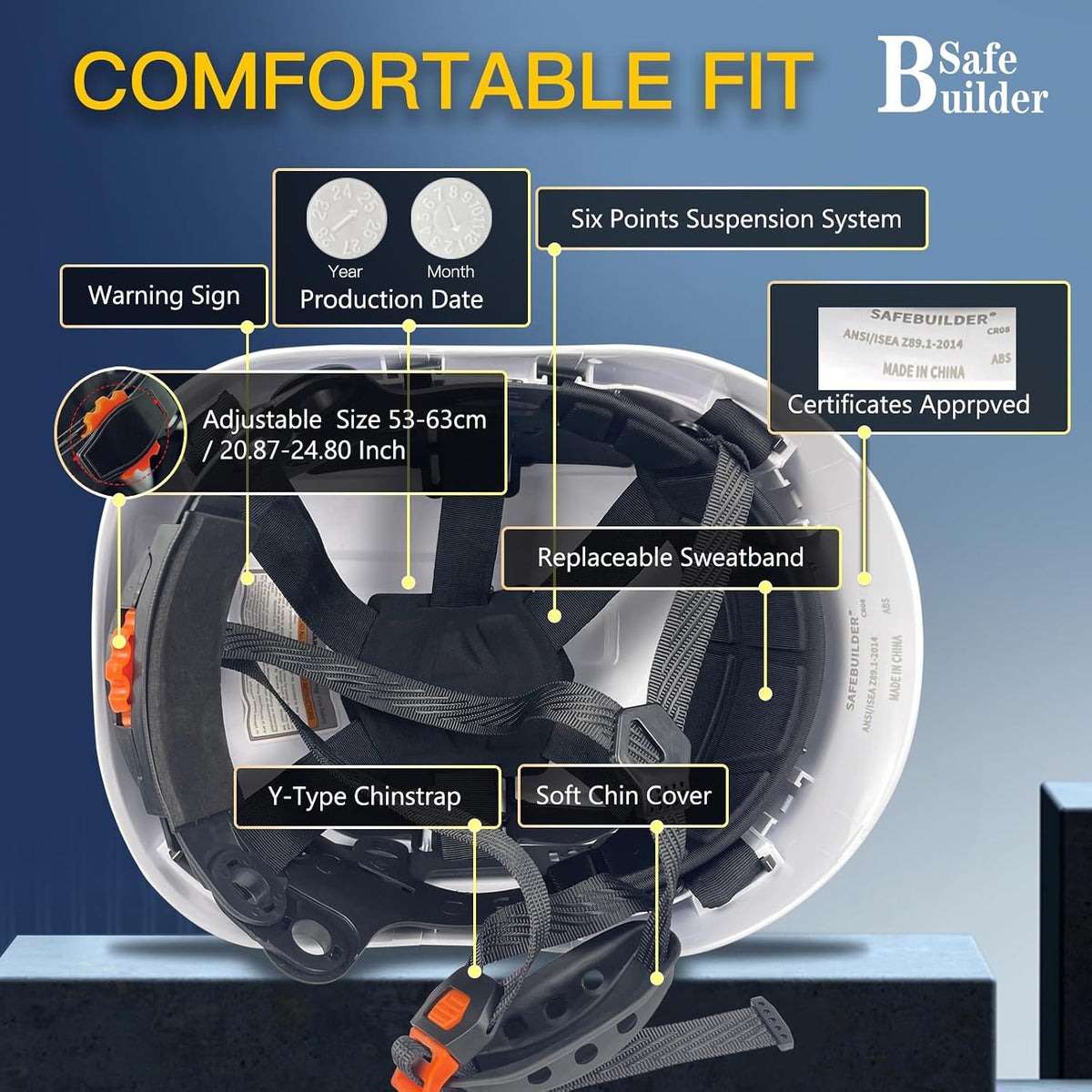 Safebuilder hard hat fitted with tinted protective visor