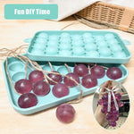 Finished grape cluster soaps displayed with ribbon