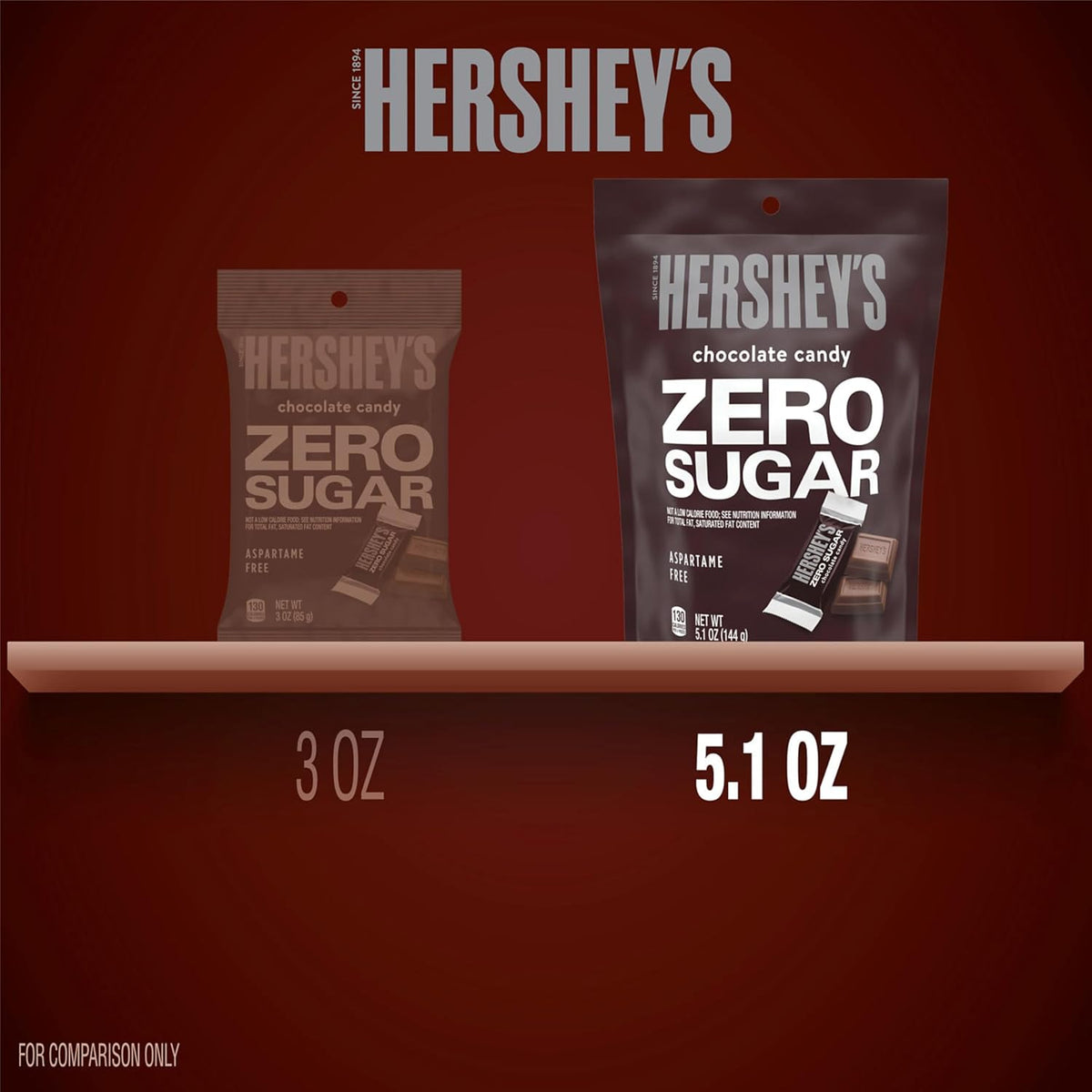 HERSHEY'S Zero Sugar bag with gluten free kosher certified chocolate pieces