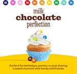 White candy coated milk chocolate pieces for birthday parties