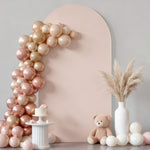 Wish Care Nude Arch Backdrop Cover front view on stand for wedding party decoration.