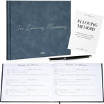 Sumheart Funeral Guest Book front view with navy blue leather cover