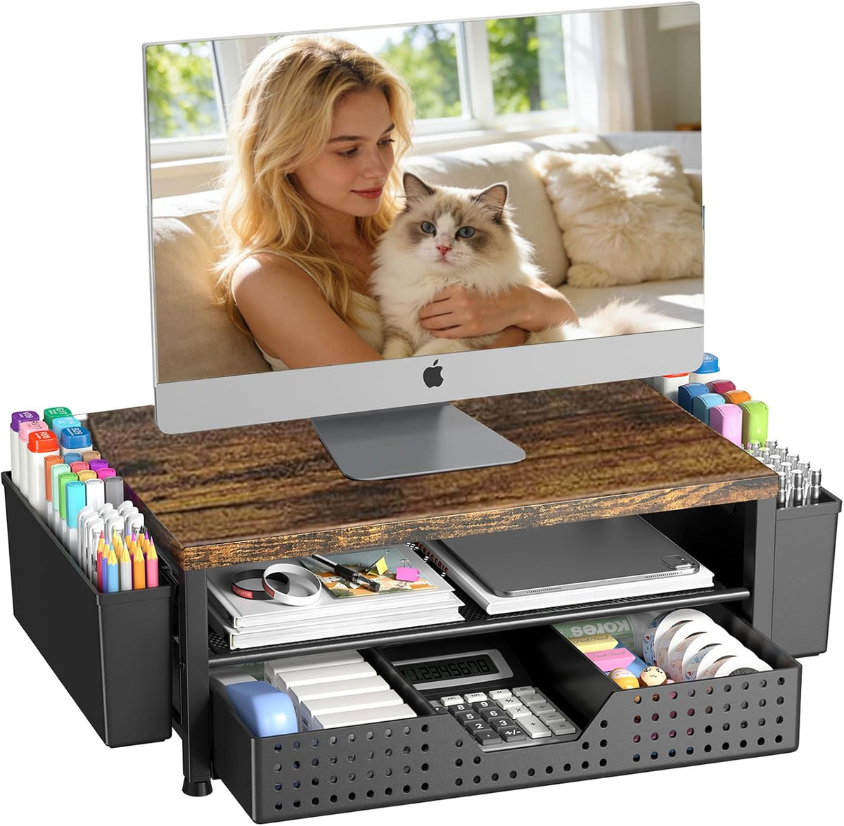 OPNICE monitor stand highlighting adjustable non-slip rubber feet