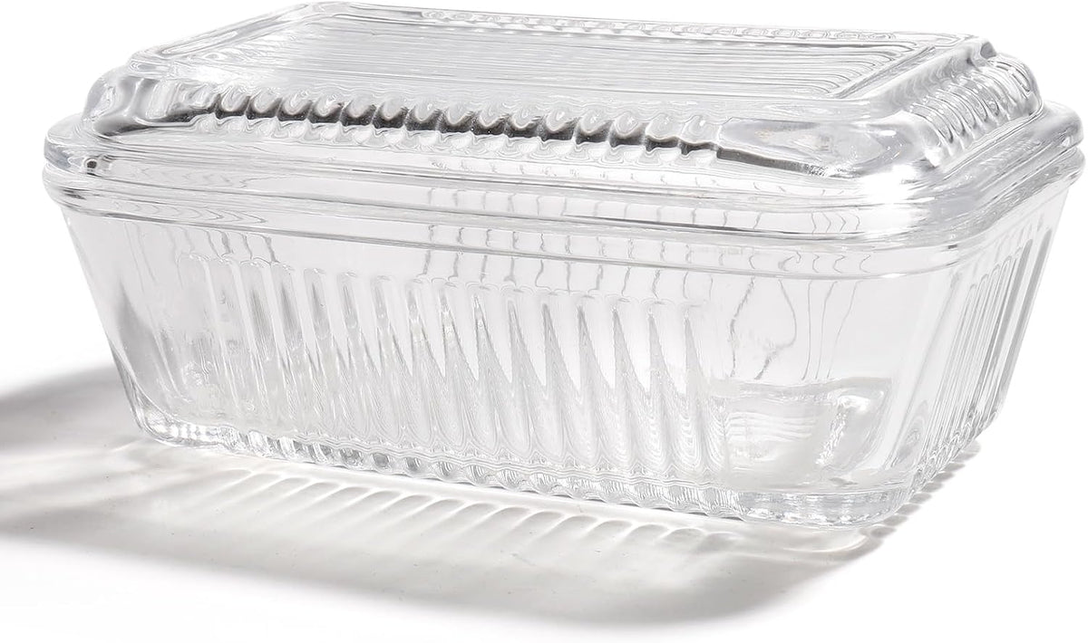 Vintage Covered Glass Butter Dish with Lid-Retro Amber Butter Holder | Covered Butter Stick Holder Container for Countertop, Butter Keeper for Refrigerator | Holds 1 Standard 4oz Butter Sticks - Image 11