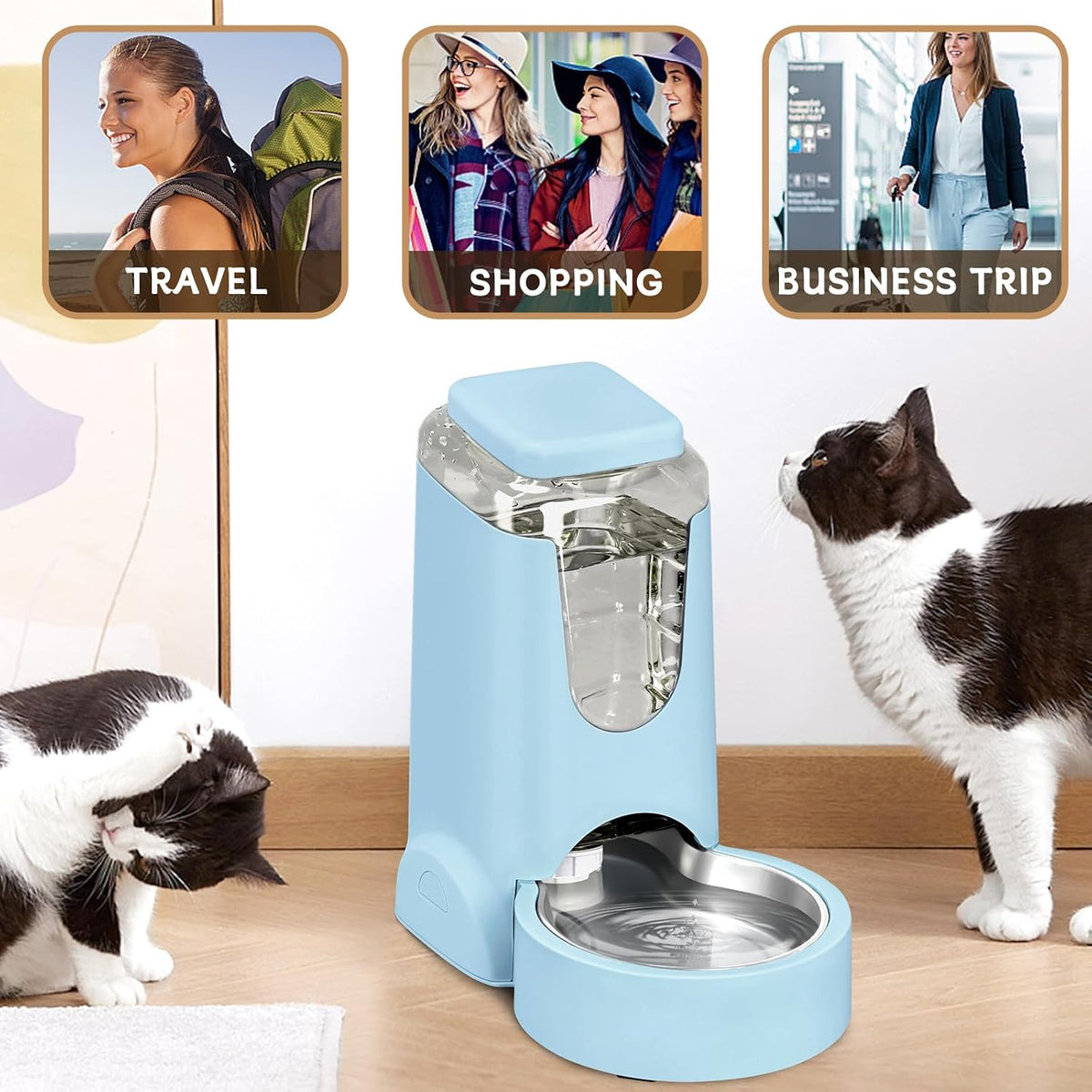 Hwonmte dual pet gravity feeder and water dispenser side profile