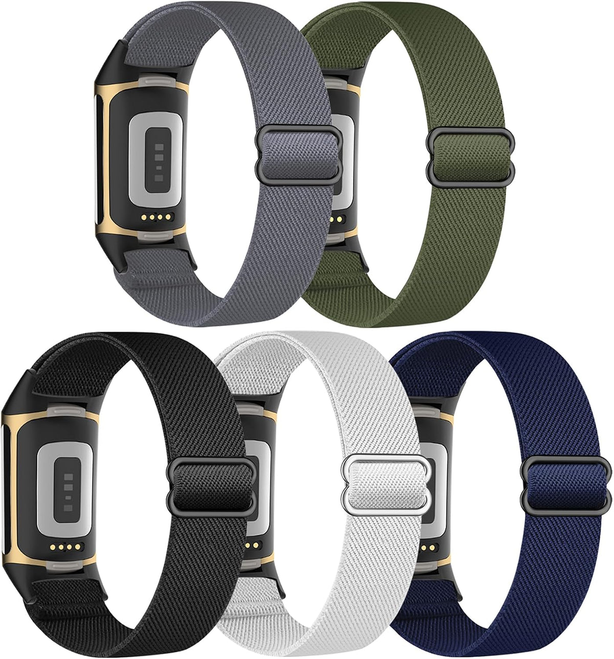 5 Pack Stretchy Nylon Compatible with Fitbit Charge 6 Bands/Fitbit Charge 5 Bands for Women Men, Elastic Adjustable Straps Sport Replacement Wristbands for Fitbit Charge 5/6 Watch - Image 11