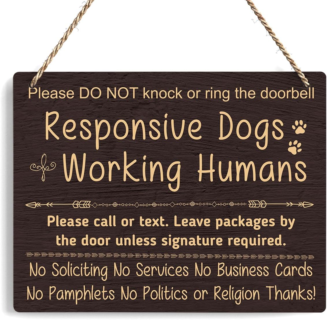 Ycyfckdr no soliciting wooden sign front view hanging on a rustic entryway door