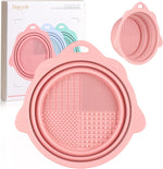 Etercycle foldable silicone makeup brush cleaner bowl pink front view