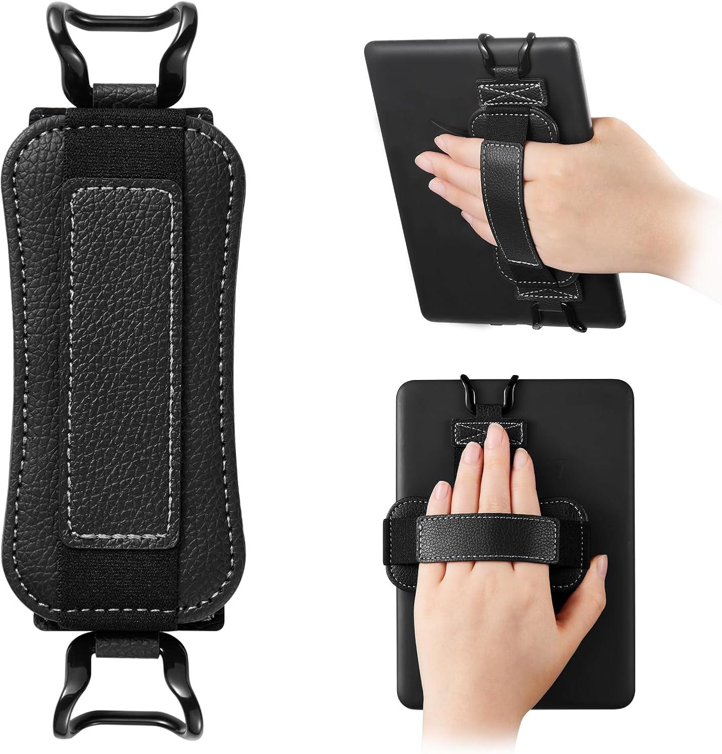 CoBak rotating hand strap black front view on an e-reader device