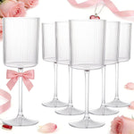 Ciaell Plastic Ribbed Wine Glasses set of 12 for party hosting.
