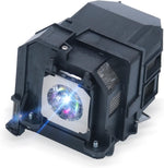 RSAV replacement projector lamp module front view showing the protective black plastic housing structure