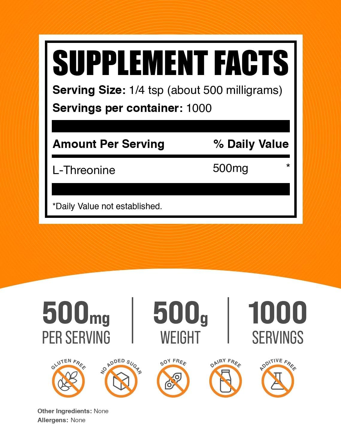 Close up of BulkSupplements amino acid powder label