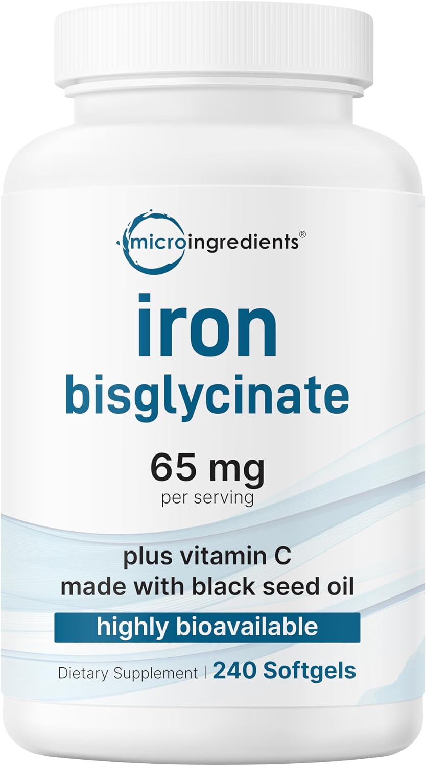 Micro Ingredients Ferrous Iron Bisglycinate front view supplement bottle