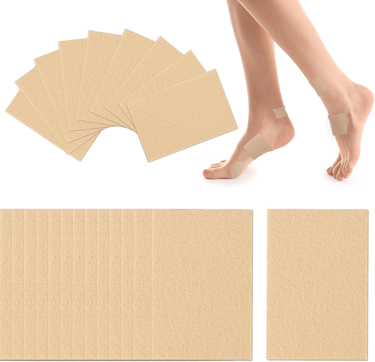 Ecoofor 50 Sheets Moleskin Tape for Feet,Moleskin Padding for Feet Blister Prevention, Moleskin Tape for Reducing Metatarsal, Heel, and Toe Pain from Friction - Image 1