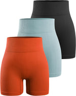 YNNTHY Women's Biker Shorts Workout Gym Ribbed High Waisted Spandex Yoga Shorts 3 Pack - Image 14