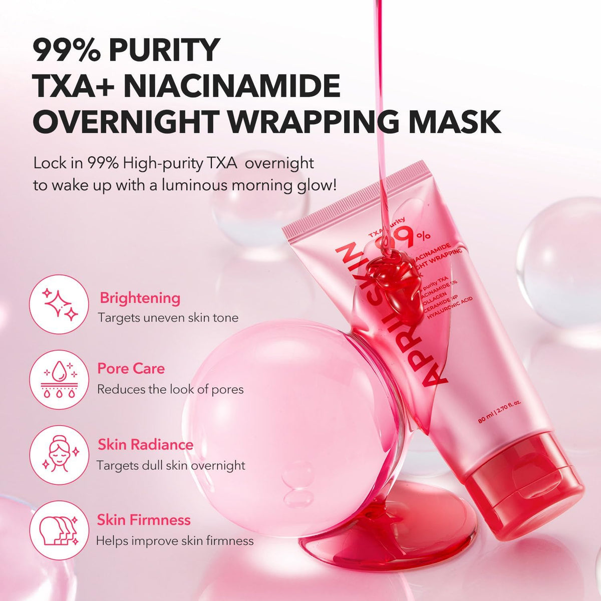 APRILSKIN TXA Pink Capsule Gel Mask and Overnight Wrapping Mask packaging