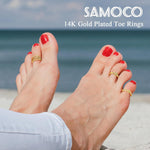Samoco adjustable gold silver toe rings set