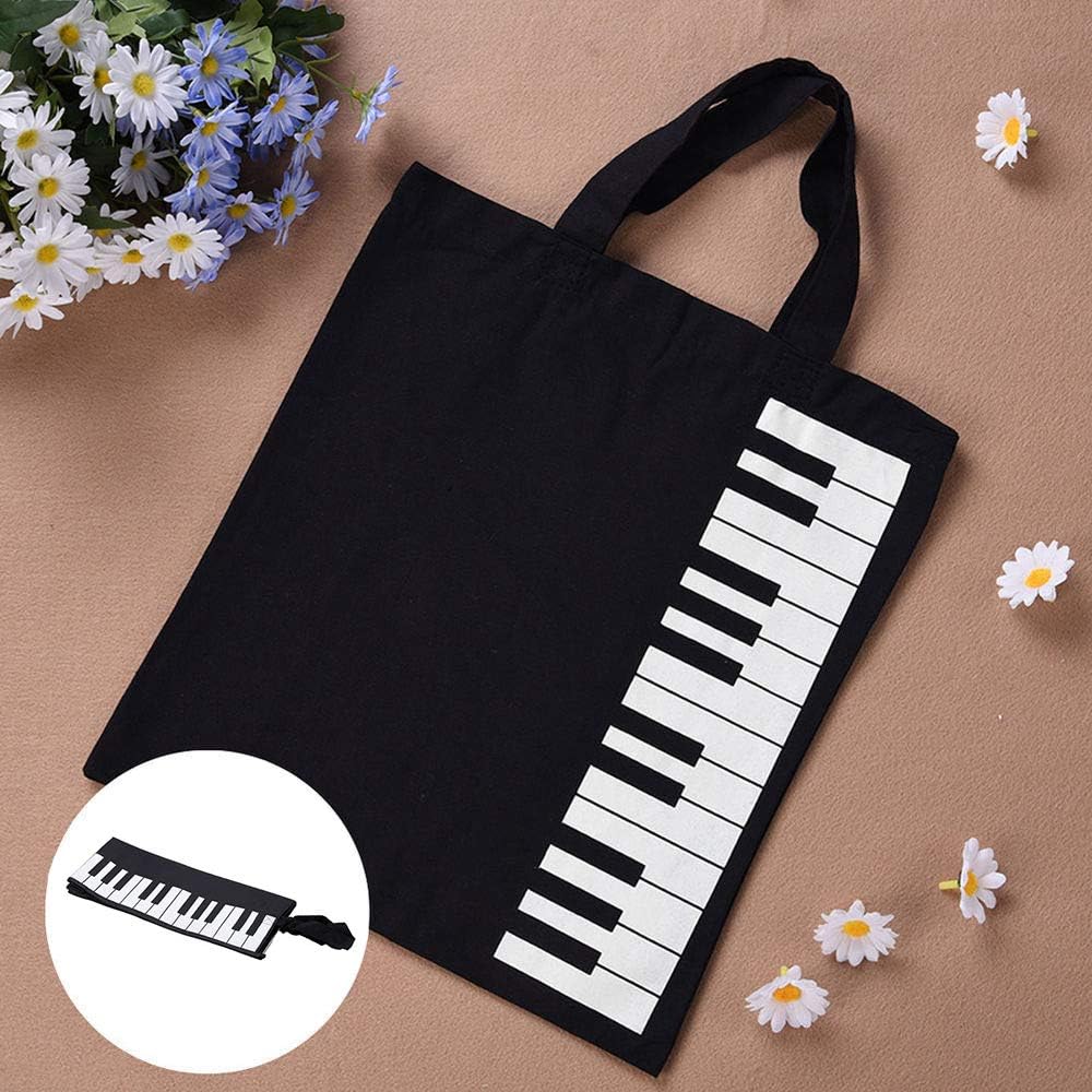 Piano keys canvas gift bag displayed flat on a neutral surface