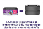 Step-by-step instructional view demonstrating how to change the jumbo refill film cartridge inside the Litter Genie XL Plus Pail.