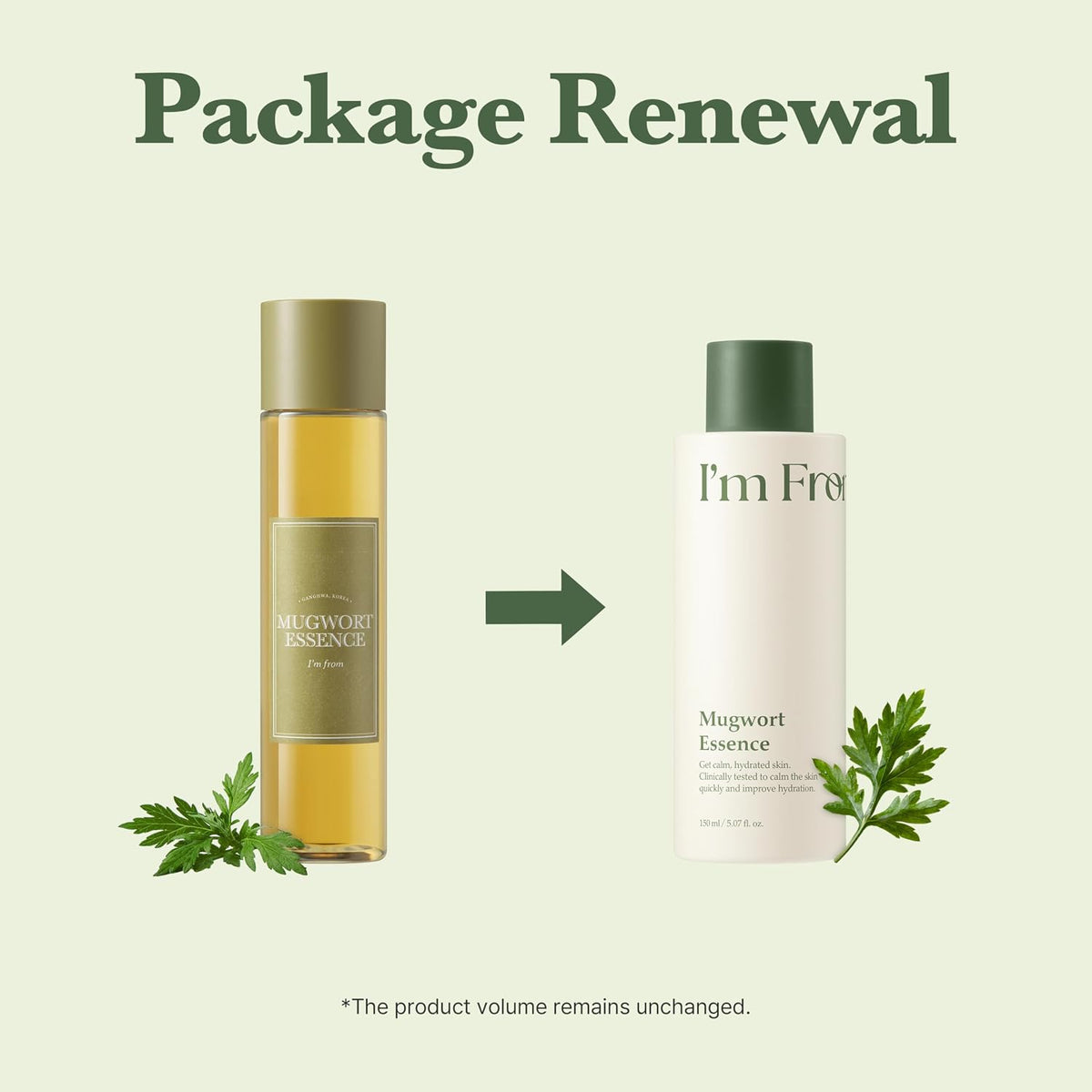 Close up of I'm From Mugwort Essence texture and bottle branding
