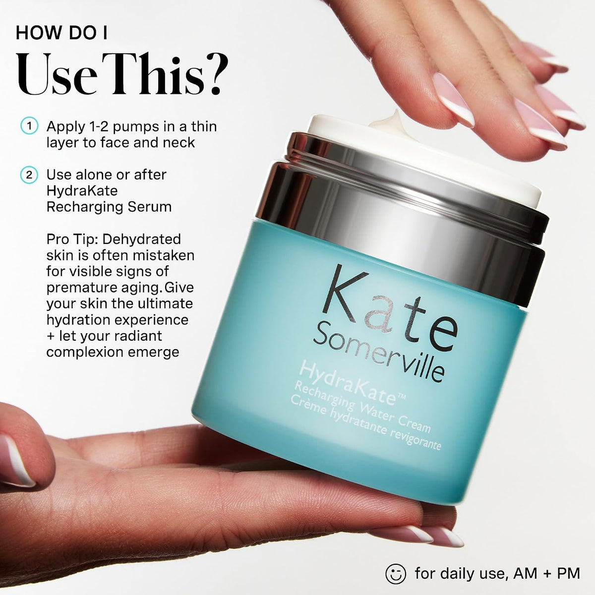 Kate Somerville daily hydrating face cream container with pump dispenser