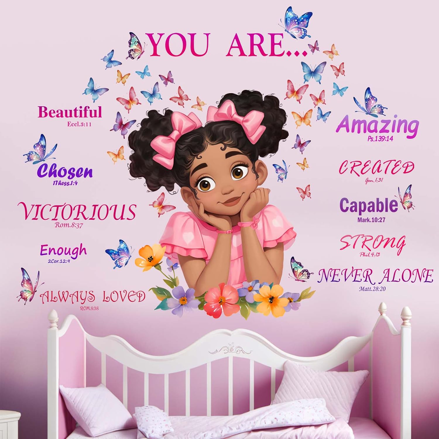 Amimagen Black Girl butterfly wall stickers front view