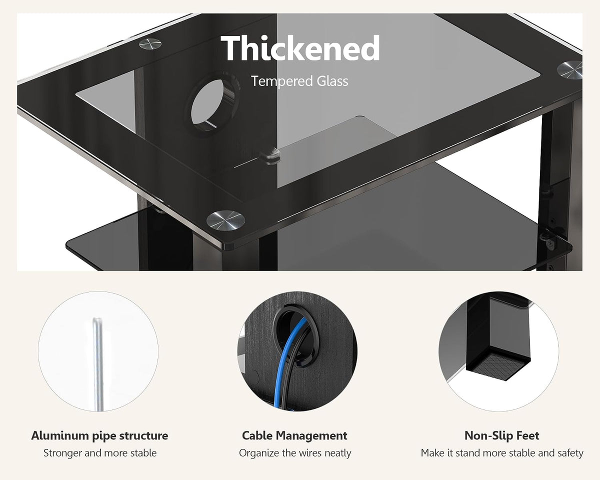 FITUEYES Hi-Fi rack loaded with gaming consoles and media players