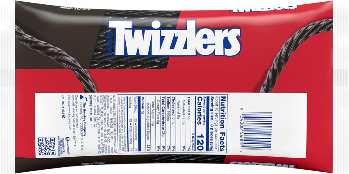 Twizzlers black licorice twists sixteen ounce imported bag