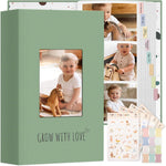 Vienrose Baby Photo Album 4x6 300 Pockets green linen cover front view